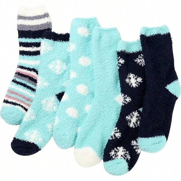 6 Pairs Womens Fuzzy Slipper Socks Winter Warm Soft Cozy MultiColor 9-11 - Picture 10 of 10